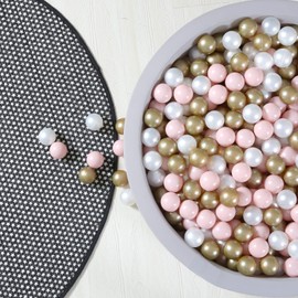 GOGOSO Plastic Balls for Baby Boys Play Pit Balls, Kid Ball Play Pit Play Yard, Baby Fance, Playpen, Playtent with Pearl Pink Brown WhiteColors,2.36inches, 100pcs