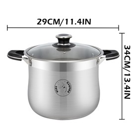 Vivicreate Stainless Steel Stock Pot, 27.5 Quart, 11.4 x 13.4 Inch, Heavy Duty with Glass Lid