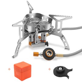 Yinleader Camping Stove 5800W Gas Stove Windproof Cover Foldable Camping Stove with Adapter (Gas Tank Not Included)