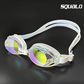 Squalo Kids' Mirrored Swimming Goggles, Anti-fog Survival Swimming Goggles for Children SGL-1600M White / 스쿠알로 아동미러수경 어린이용 김서림 방지형 생존수영 물안경 SGL-1600M화이트
