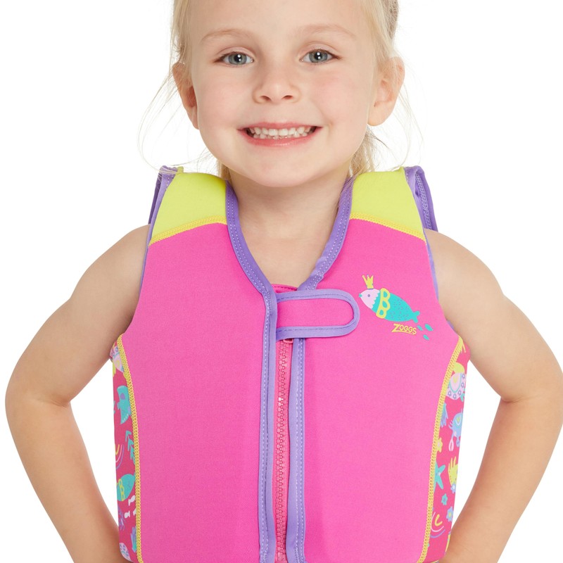 Zoggs Kids Swimsure Jacket Bright Pink/Yellow, 4-5 Years/18-25 kg