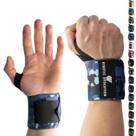 KINETIC EVOLUTION Sports Wrist Wraps [1 Pair] Wrist Wraps Ideal for Bodybuilding, Fitness, Weightlifting, CrossFit, Powerlifting, Training (Dark Blue Camouflage)