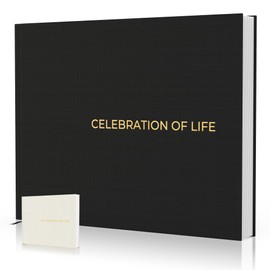 ANDALYT ANDALYT. Funeral Guest Book for Memorial Service.Celebration of Life Guest Book with Memory Table Sign. Linen Cover .Memory Book for Funeral. Funeral Sign in Book for Guests | Black | Memorial Book.