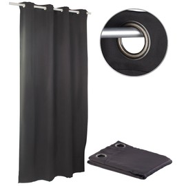 Carlo Milano Curtains: blackout curtain with wide 4 cm eyelets, 145 x 245 cm, black (thermal curtain, opaque eyelets, projector screen)
