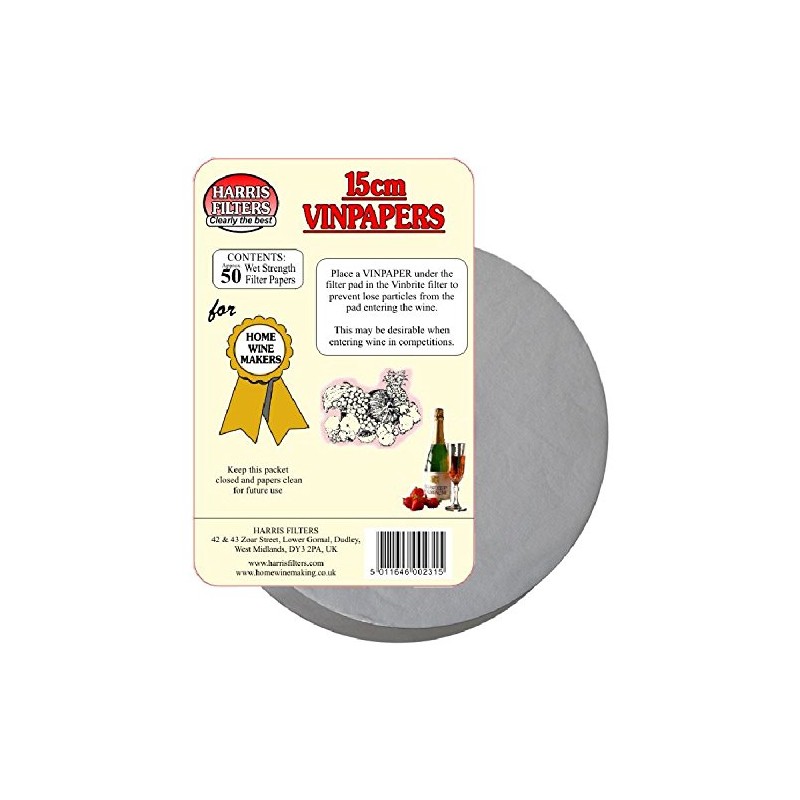 5X Harris VinPapers 15cm Wine Filter Papers