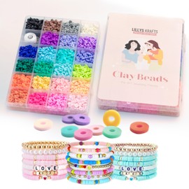 Premium Clay Beads, 6000 Pcs Unicorn Clay Beads Refill with Elastic String, Multi Colors Flat Round Heishi Beads, Friendship Bracelet Beads, 6mm Polymer Clay Beads Only for Jewelery Making Kits