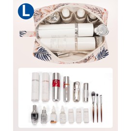 Narwey Large Makeup Bag Travel Cosmetic Bag Organizer Toiletry Bag Make Up Bags for Women (Beige Flamingo, Large)