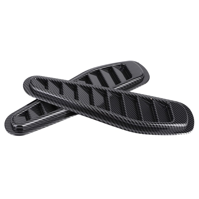 2pcs Carbon Fiber Style Car Air Flow Intake Decorative Scoop