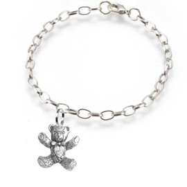 PP-G72 Teddy Bear fine lead free English Pewter charm on a belcher link chain anklet bracelet