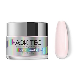 Aokitec 2OZ Acrylic Powder for Nails, Professional Acrylic Nail Powder,Lasting Thin Pink Acrylic Powder for Extension French Nail Art, Acrylic Nail Supplies Sets for Nails Beginners or Salon