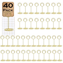 cyrico 40 Pcs Table Number Place Card Holder, 3.3 Inch Picture Holders for Tables Name Cards Photo Menu Memo Clips Sign, Ideal Table Number Stands for Wedding, Birthday Anniversary Party, Restaurant