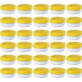 30 ointment containers, cream containers, ointment pot, flat, 12 ml contents with yellow lid, made in Germany