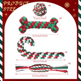 Glimin 24 Pcs Christmas Dog Rope Toys Pets Puppy Chew Interactive Toys Tough Dog Christmas Pet Toy Colored Chew Training Toys for Small Medium Large Dog Teething Cleaning Gifts (Classic Style)