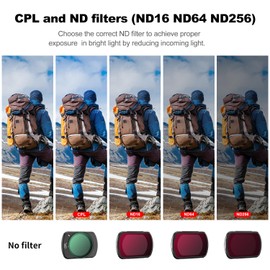 HD Magnetic 4 Pack ND & CPL Filter Kit for DJI OSMO Pocket 3, CPL ND16 ND64 ND256 Neutral Density Polarising Filter Optical Glass Aluminum Frame Improving Quality of Photography and Videography