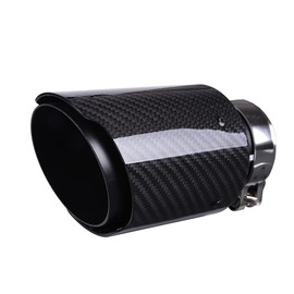 CARMON Real Twill Carbon Fiber Exhaust Pipe Muffler Tips with Black Painted 304 Stainless Steel (inlet ID 2.5",outlet OD 3.5")