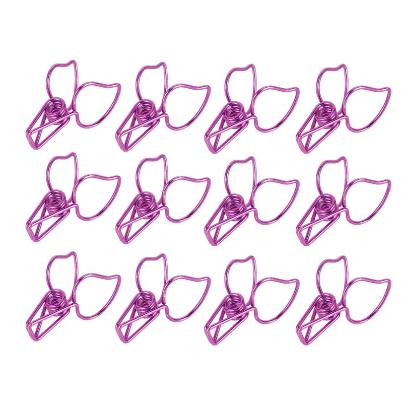 100pcs Binder Clips Cute Cartoon Peach Shape Metal Long Tail