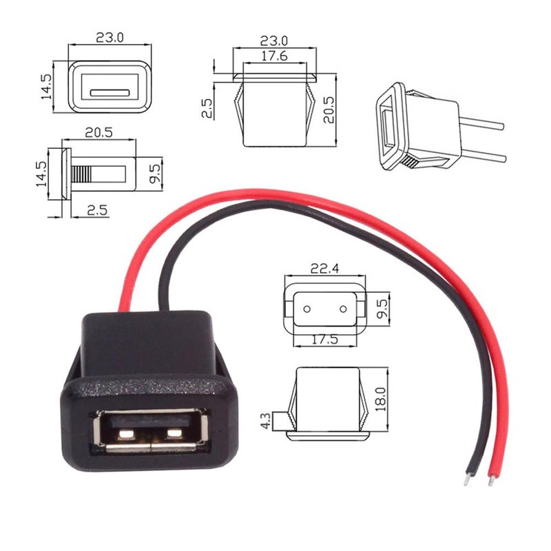NFHK 2pcs/set DIY OEM type A female to 2pin open