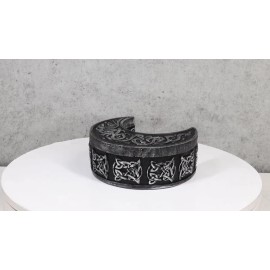 Wicca Sacred Celtic Knotwork Triple Moon Crescent Shaped Trinket Box Figurine