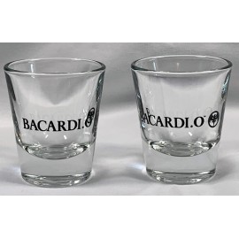 2 New Bacardi O Rum Bat Logo Shot glasses 1 oz Orange