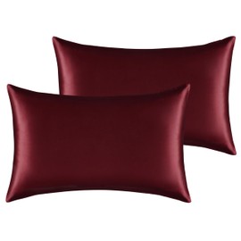 BAANI BEDDING Satin Pillow Cases 2 Pack - Soft Luxury Pillow Covers with Envelop Closure - Satin Pillowcase for Hair and Skin - Standard Size 50 x 75 cm (2 Pack, Rosewood Maroon)
