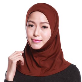 WOWOWO Womens Hijab Muslim Cotton Mini Hijab Head Scarf Solid Color Full Cover Inner Cap Wrap Shawl Turban,White,Length:43cm,Width:40cm
