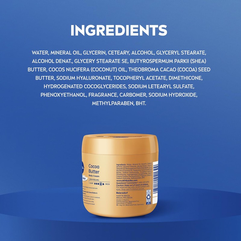NIVEA Cocoa Butter Body Cream with Deep Nourishing Serum, Cocoa