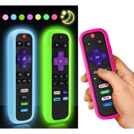(3Pack) ONEBOM Cover for Roku Remote, Cover for Hisense/TCL Roku TV Steaming Stick/Express Universal Replacement Controller Silicone Sleeve Skin Glow in The Dark(Only Green&Blue Can Glow