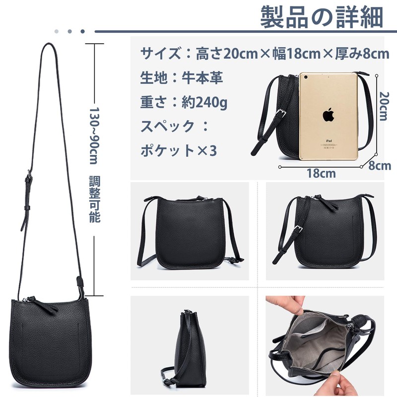 Bearneko Women's Shoulder Bag, Smartphone Pouch, Genuine Leather, Wallet Shoulder,