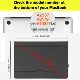 TYTX Leather Case Compatible with MacBook Air 13 Inch M1 A2337 A2179 A1932 with Retina Display 2021 2020 2019 2018 Release, Premium PU Leather Laptop Sleeve Protective Folio Book Cover, Black