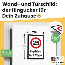 DankeDir! 25 Jahre Vollgas - Sign 'Birthday Sign' Made of Plastic, 30 x 20 cm, Modern, White, Wall Mounting, Birthday Theme, Decorative Signage, Gift Idea for a 25th Birthday