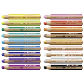 Multi-Talented Pencil - STABILO woody 3 in 1 - Pack of 18 - Assorted Colours with Sharpener and Paint Brush