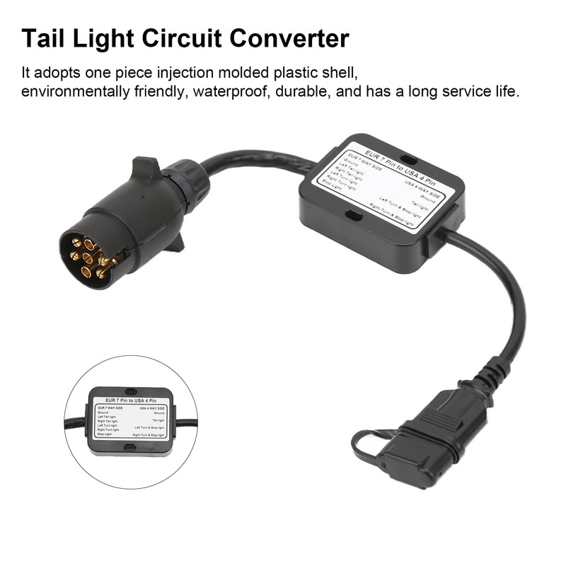 Trailer Connector European 7 Pin to American 4 Pin Taillight