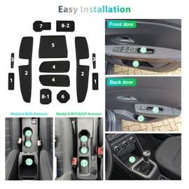 GAFAT Dacia Sandero 3 / Sandero Stepway III 2021-2023 2024 Non-Slip Mats, Sandero 2023 Rubber Mats, Centre Console Mats, Door Seam Mats, Dacia Sandero 3 Accessories (Black)