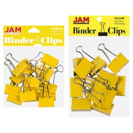 JAM PAPER Colorful Binder Clips Assortment - Medium & Large Size - Yellow Binderclips - 27 Clips/Pack