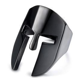 IFUAQZ Men's Stainless Steel Spartan Knight Helmet Ring Ancient Greek Warrior Cool Mask Punk Biker Band Black Size 13