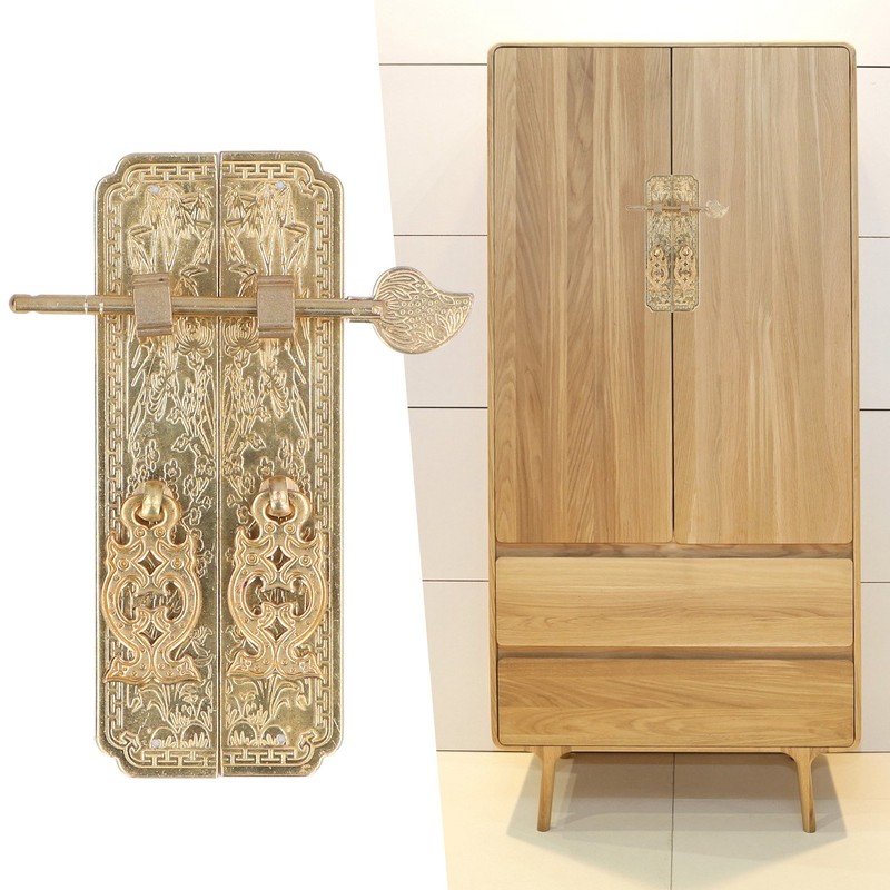 Cabinet Faceplate Brass Material Elegant Retro Botanical Pattern Decorative Chinese