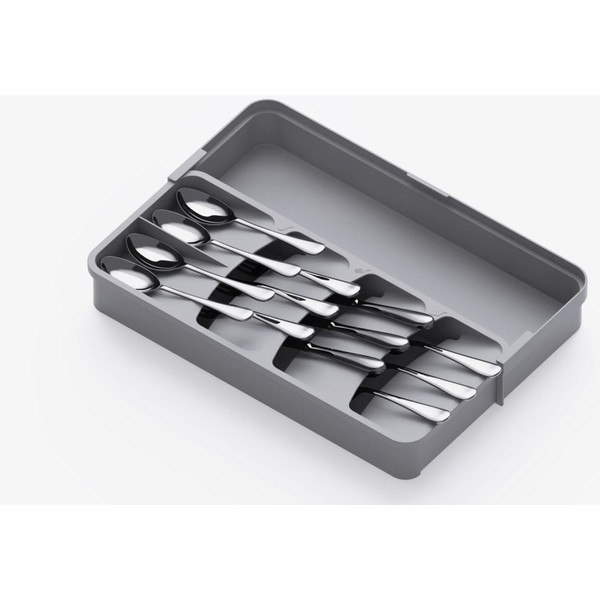Lifewit Cutlery Drawer Organiser, Expandable Utensil Tray for Kitchen, Adjustable Silverware and Flatware Holder, Compact Plastic Storage Organisation for Spoons Forks Knives, Gray