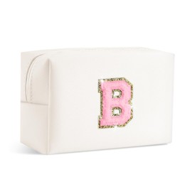SEFORICO Makeup Bag - Initial Make Up Bag Monogram Cosmetic Case Travel Bags for Girls Toiletry Bag for Women Teen Girl Gifts Friend Wedding Gifts (Letter B)