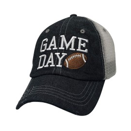 Cocomo Soul Game Day Football Embroidered Mesh Trucker Style Hat Cap Football MOM Gift Mothers Day Dark Grey