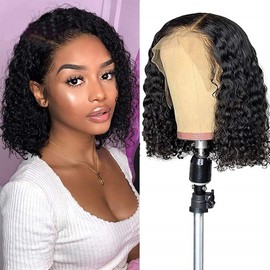 ALIESTFDNO Wigs, Short Bob Wig, deep curl, Rose Net, Glueless Machine Made, 150% Density, Adjustable Cap, Curly Bob Wig for Work Party (blank)