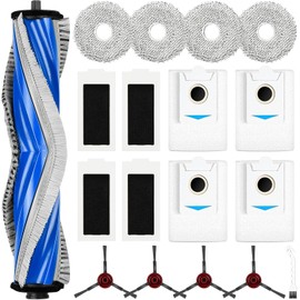 18 Stück Ersatzteile Set für Ecovacs Deebot T30S / T30S PRO Saugroboter, 4 Staubbeutel 4 Mopp Wischtücher 4 Filter 4 Seitenbürsten 1 Hauptbürste 1 Reinigungsbürste