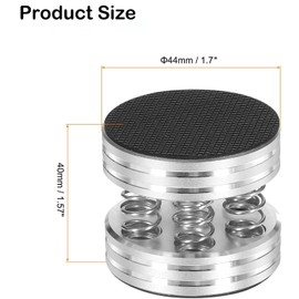 Isolation Plaform Pad Feet Stand Spikes for Record Players/Subwoofer/Turntable/Amplifier/Speaker/Recorder (Auluminum Alloy+Rubber mat +Spring, 44x40mm Silver,4-Pack) (Silver2)