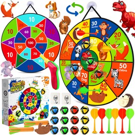Amzeeniu 66 cm Velcro Dartboard Children's Dart Game Double-Sided Foldable Velcro Ball Game with 12 Sticky Balls 6 Arrows and 2 Hooks Throw Game Board School Games Children Gifts Toy