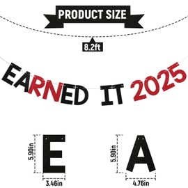 She Earned It 2025 Banner - Congrats RN Sign, Nursing School Survivor, Congrats Nurse, Class of 2025 Nursing School Graduation Party Decorations Black Red Glitter