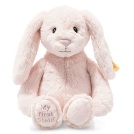 Steiff 242106 Soft Cuddly Friends My First Hoppie Rabbit - 26 cm - Cuddly Toy for Babies - Pink, 168 g