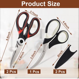 PECULA Kitchen Scissors, 3 kitchen Shears, kitchen scissors for food for Cutting Meat, Food, Fish, and Poultry Etc, Multiple Uses