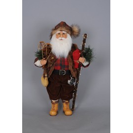 Karen Didion Originals Mountaineer Santa Figurine, 17 Inches - Handmade Christmas Holiday Home Decorations and Collectibles