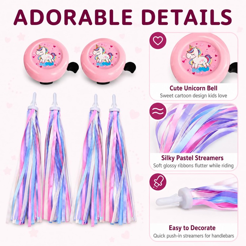 4 Pcs Bike Bell with Tassels, Girl Bike Accessories