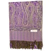 Plum Feathers Metallic Tapestry Ethnic Paisley Pattern Pashmina Scarf Purple