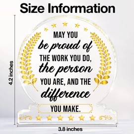 Appreciation Gifts for Coworkers Employee Boss Leader, Farewell Leaving Gifts for Teacher Staff Nurse Volunteer, May You Be Proud of the Work You Do Acrylic Thankful Sign Office Desk Decor, Clear